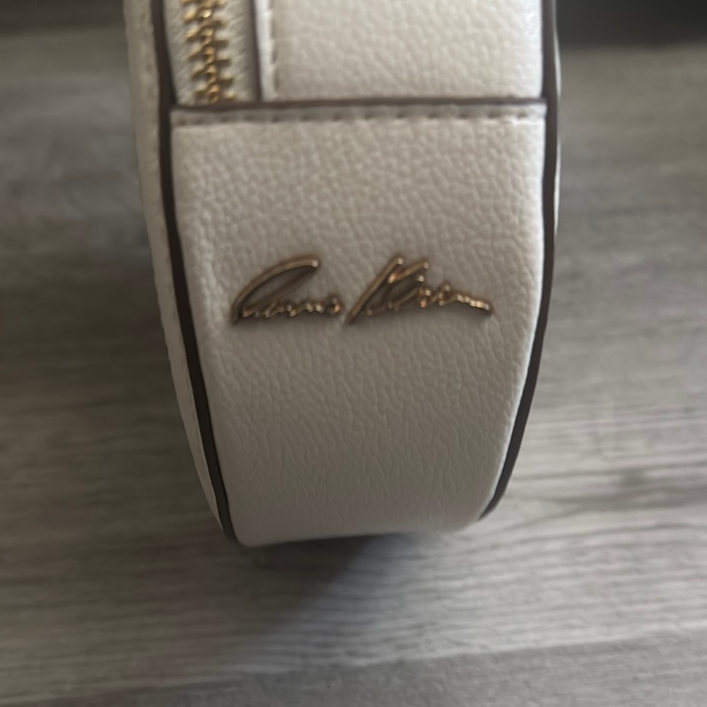 Anne Klein Leather Cream & Tan Woven Crossbody Bag with Top Handle - Picture 11 of 15